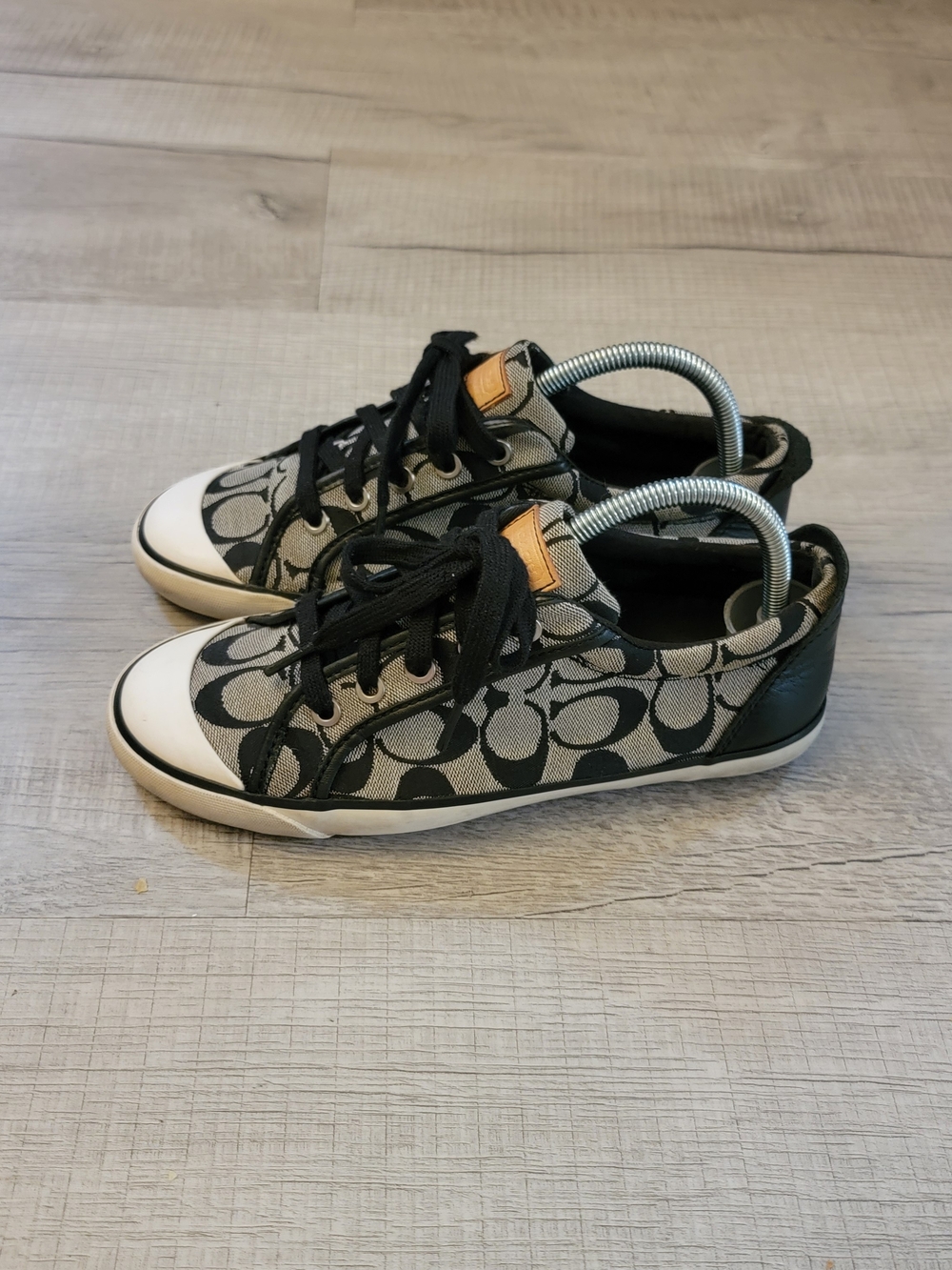Coach Black and Gray Signature Canvas Lace-Up Sneakers - Picture 4 of 7